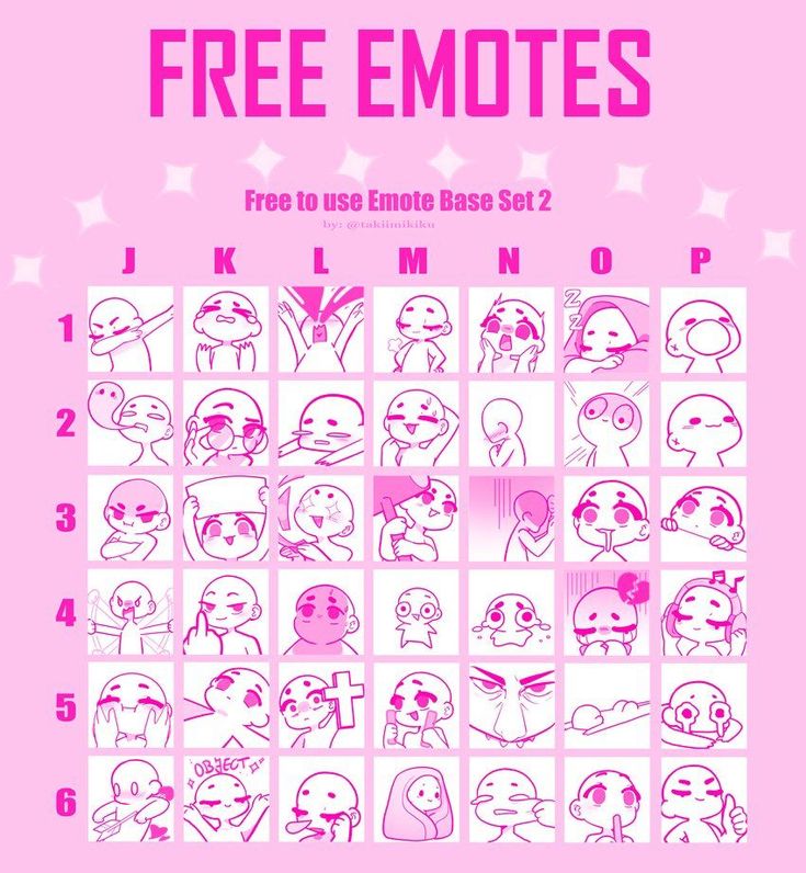 a poster with the words free emotes written in pink and white on it