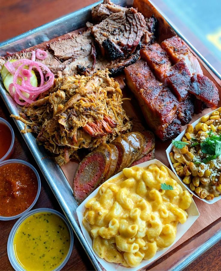 a tray filled with different types of food