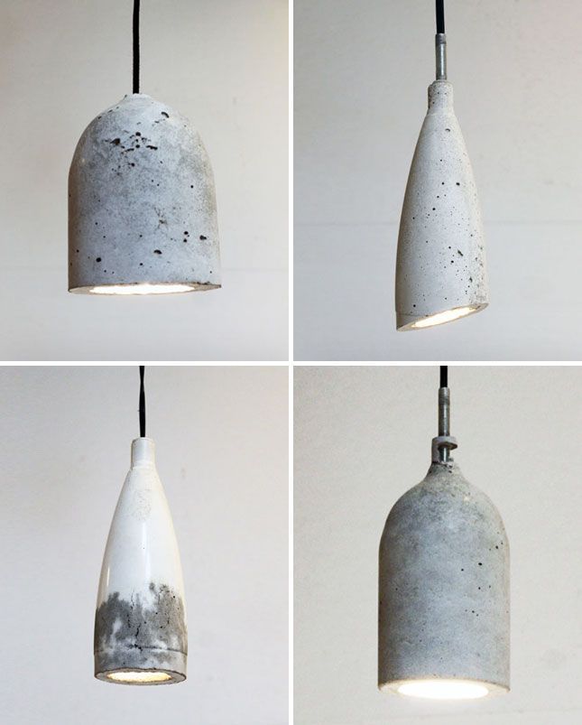 four different angles of a concrete light fixture