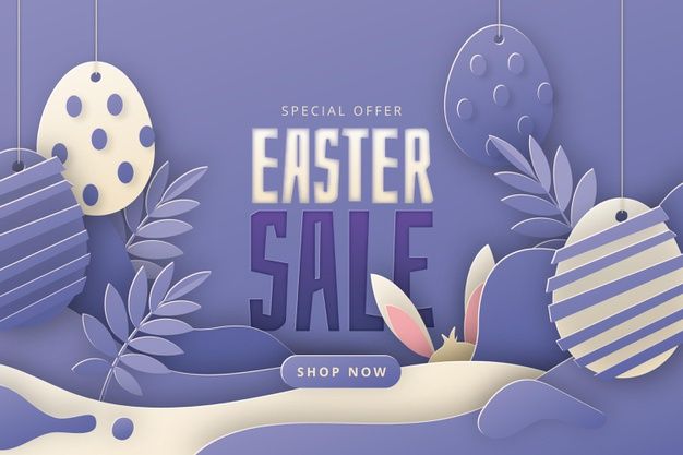 an easter sale banner with paper cut art