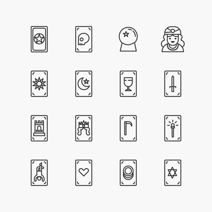 the line icons are shown in black and white, including symbols for different types of items