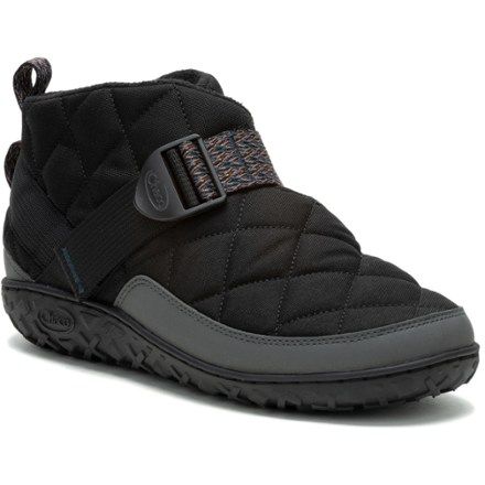 Whether you're chilling by the campfire or relaxing on the couch  keep your feet cozy. The men's Chaco Ramble Rugged canvas shoes have soft fleece linings and water-resistant uppers for outdoor use. Black Waterproof Boots With Cushioned Footbed For Outdoor Activities, Black Waterproof Boots With Cushioned Footbed For Outdoor, Comfortable Black Outdoor Sneakers, Comfortable Black Hiking Sneakers, Comfortable Winter Sneakers For Outdoor Activities, Comfortable Black Sneakers For Outdoor, Casual Black Insulated Sneakers, Casual Black Waterproof Boots With Cushioned Footbed, Comfortable Sneakers For Outdoor Activities