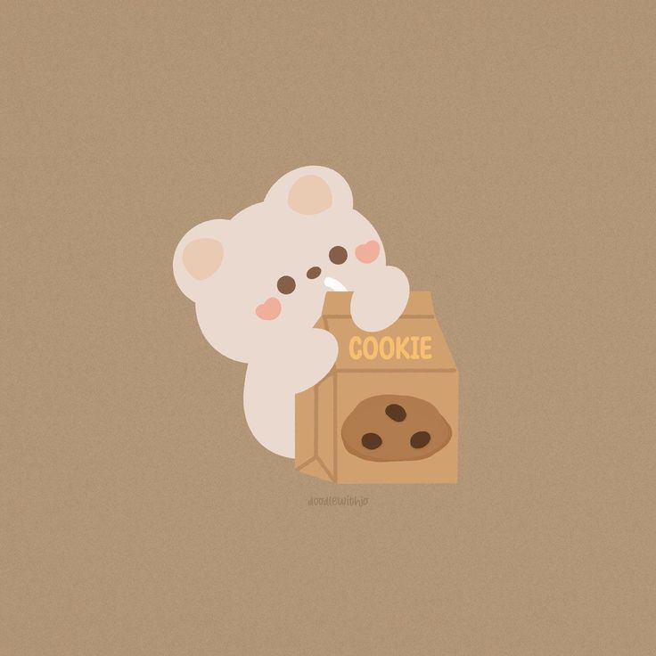 a cartoon bear is eating out of a cookie box with the word cookie written on it