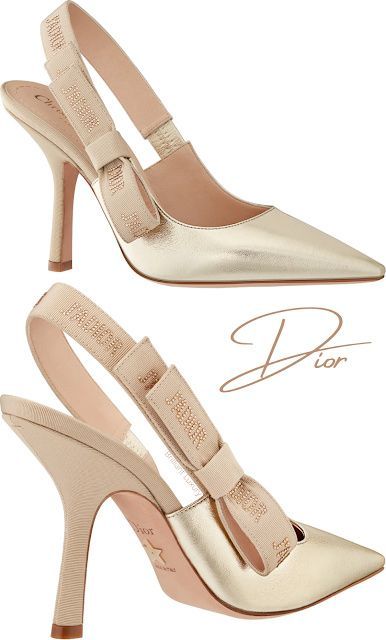 Metallic gold Dior J'Adior lambskin slingback pumps #brilliantluxury Heels Dior, Gold High Heels, Classy Shoes, Designer High Heels, Bridal Heels, Stunning Shoes, Chic Shoes, Gold Heels, Dior Shoes