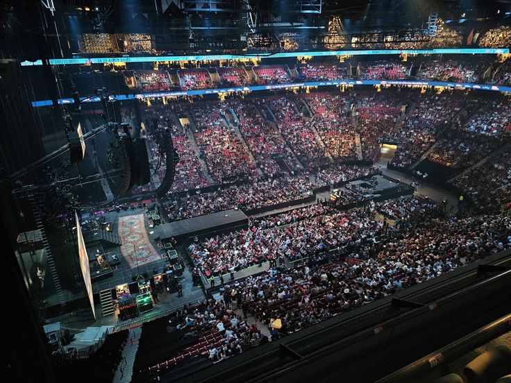 an aerial view of a concert venue with people sitting on the seats and in the stands