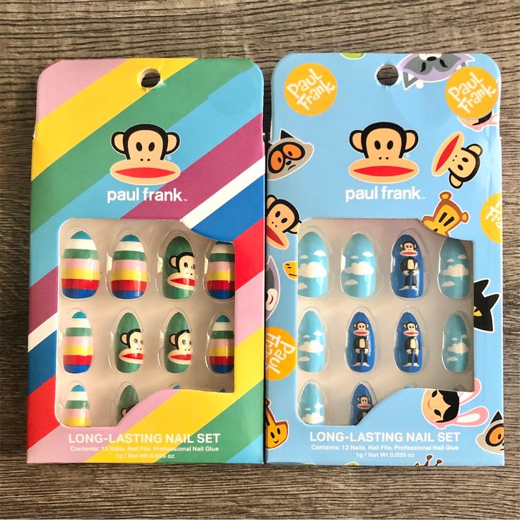 Adorable Paul Frank Press On Nails. Choose From Striped Or Cloudy. Or Make An Offer For Both! New In Box. See Other Paul Frank Items In Closet. Nails Color Green, Summer Braids, Hippie Nails, Hard Nails, Pretty Gel Nails, Paul Frank, Long Lasting Nails, Funky Nails, Dope Nails