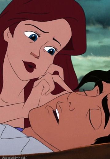 the little mermaid and prince from disney's animated movie, sleeping with each other