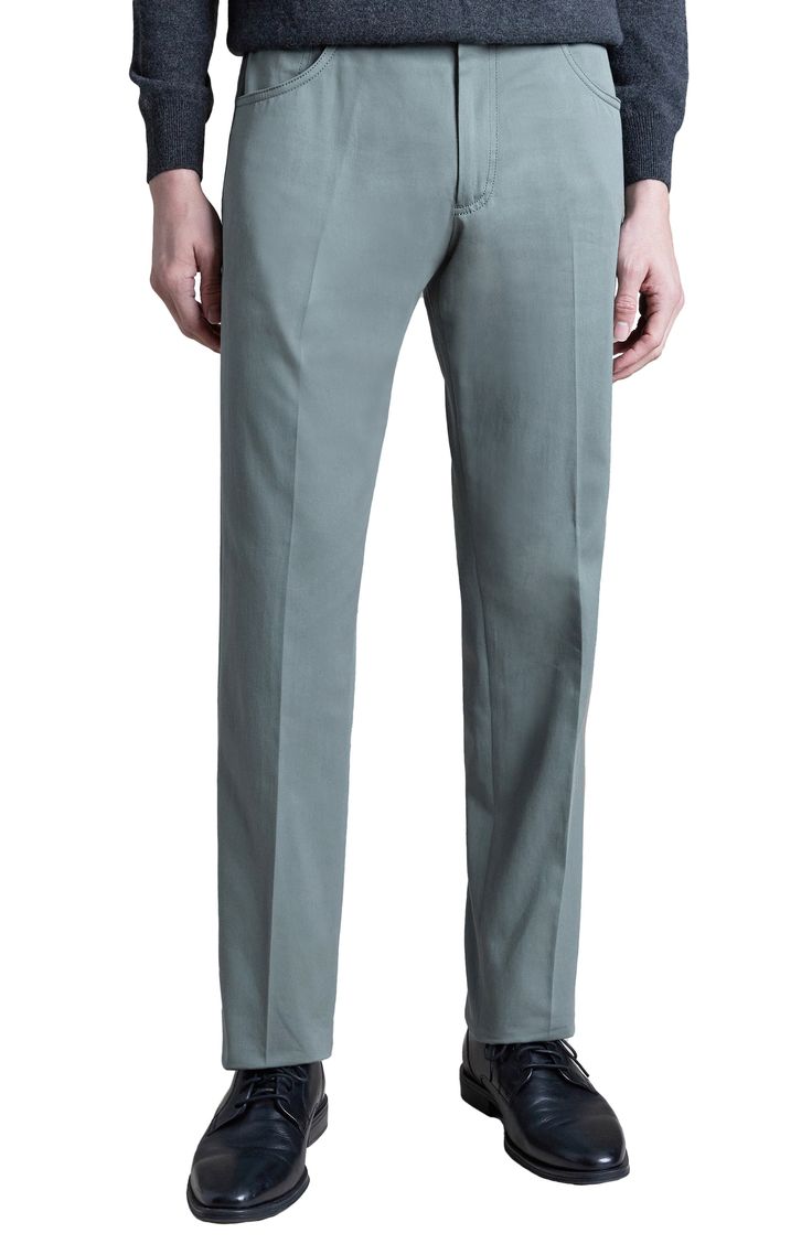 A hint of cashmere adds a touch of luxury to these breathable cotton pants that are fashioned in Italy. Zip fly with button closure Five-pocket style 95% cotton, 5% cashmere Dry clean Made in Italy Fitted Cotton Dress Pants With Hip Pockets, Tailored Casual Bottoms With Concealed Placket, Formal Spring Bottoms With Patch Pockets, Cotton Straight Leg Dress Pants With Hip Pockets, Cotton Dress Pants With Hip Pockets For Business Casual, Casual Bottoms With Concealed Placket For Business Casual, Formal Cotton Bottoms With Side Pockets, Formal Cotton Dress Pants With Pockets, Tailored Chinos With Pockets