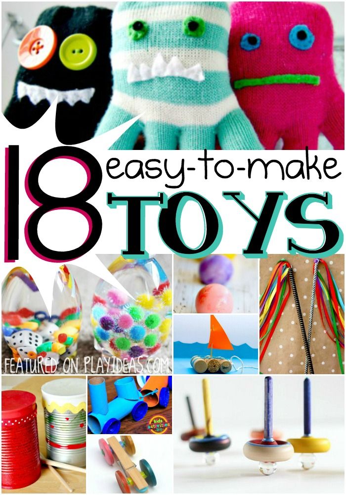 These 18 easy to make toys won't break the bank, and your kids will have fun helping to make them! They'll have something new to play with, and you won't... Diy Toys Easy, Diy Toddler Toys, Simple Toys, Homemade Toys, Diy Kids Toys, Diy Toddler, How To Make Toys, Play Ideas, Kid Toys