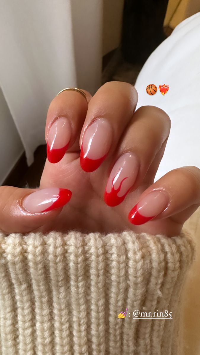 Summer Nails, Summer 2023 Nails, Summer 2023, Red Nails Summer, Miami Nails, Miami Heat Nails, Miami Heat Playoff Nails, Red Nails, Red French Manicure Nails, Red Nail Inspo, Flame Nails, Red Flame Nails, Red French Nails Inspo Miami Heat Nails, Red Flame Nail Designs, Red French Tip Designs, Flame French Tip Nails, 2023 Red Nails, Red Flame Nails, Heat Nails, 2023 Nails Summer, Red Nails Summer