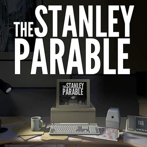 the stanley parable by stanley parable is shown in black and white with a computer on