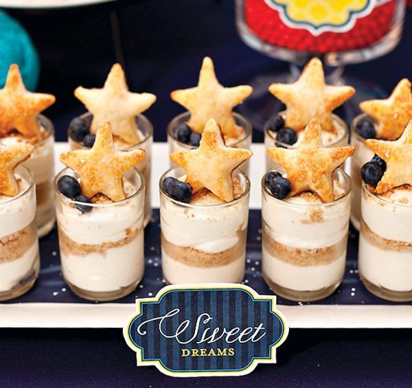 small desserts with blueberries and stars in them