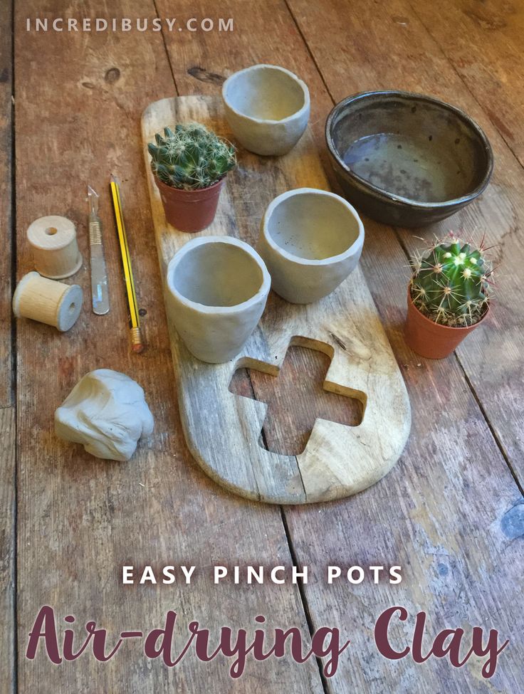 Image for Pinterest Funky Pots, Crafts For Moms, Easy Clay Crafts, Diy Ideas For Kids, Fun Diy Ideas, Clay Candle Holders, Air Drying Clay, Clay Bowls, Easter Crafts For Adults