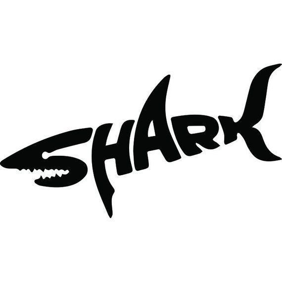 the word shark is written in black and white