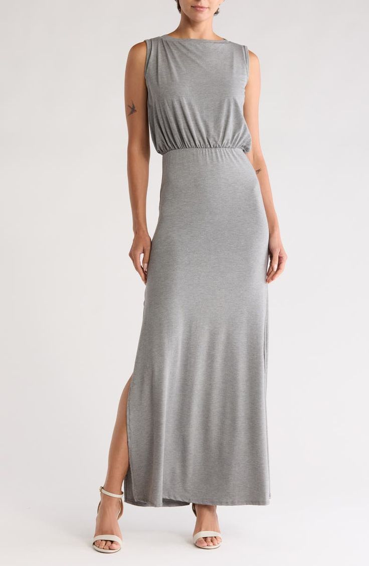 GO COUTURE Sleeveless Maxi Dress | Nordstromrack Daytime Dresses, Clothes Style, Sleeveless Maxi Dress, Cinched Waist, Sundress, Nordstrom Rack, Heather Grey, Sleeveless Dress, Dress Outfits