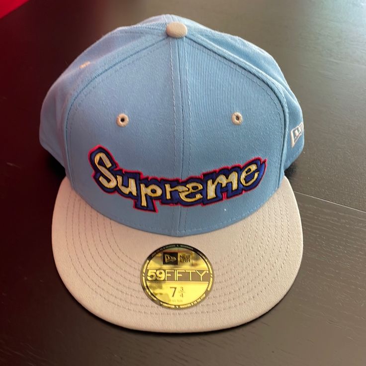 Supreme X New Era Fitted Hat Size 7 3/4. Purchased Online From Supreme. Brand New, Never Worn. Rare Hat, Hard To Find! Blue Streetwear Hat One Size, Blue Snapback Fitted Hat For Streetwear, Blue Fitted Hat With Flat Brim, One Size, Blue Flat Brim Hat For Streetwear, Blue One Size Fitted Hat With Flat Brim, Blue Fitted Hat With Flat Brim For Streetwear, Blue Curved Brim Fitted Hat For Streetwear, Blue Flat Brim Fitted Hat For Streetwear, Light Blue Snapback Hat