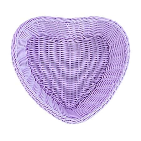 a purple heart shaped basket on a white background