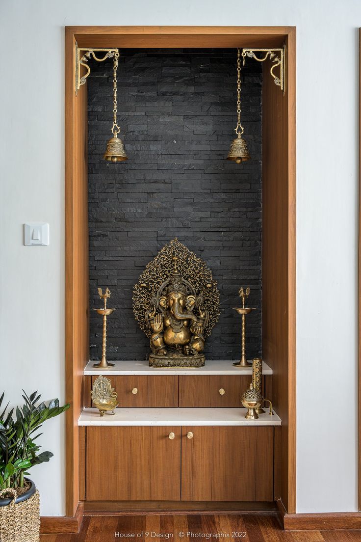 an altar in the corner of a room