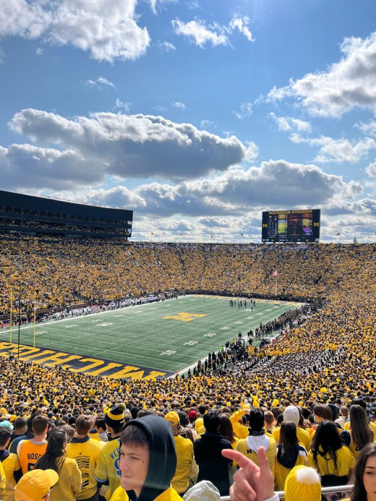 a football stadium full of fans and players