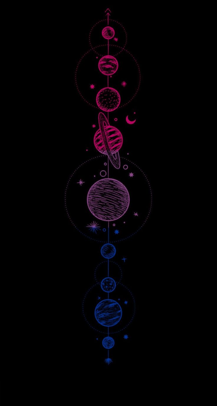 an image of a black background with circles and stars