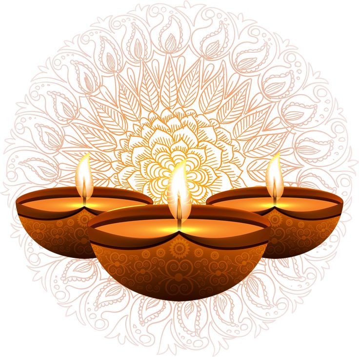 three lit candles in front of a floral design on a white background with an ornament