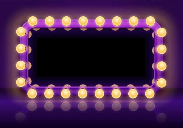 an image of a neon light frame with balls on the edges and lights around it