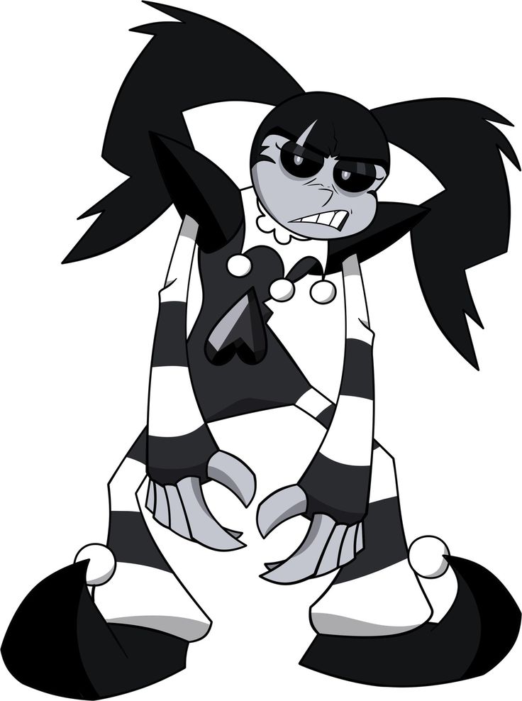 a cartoon character with black and white stripes