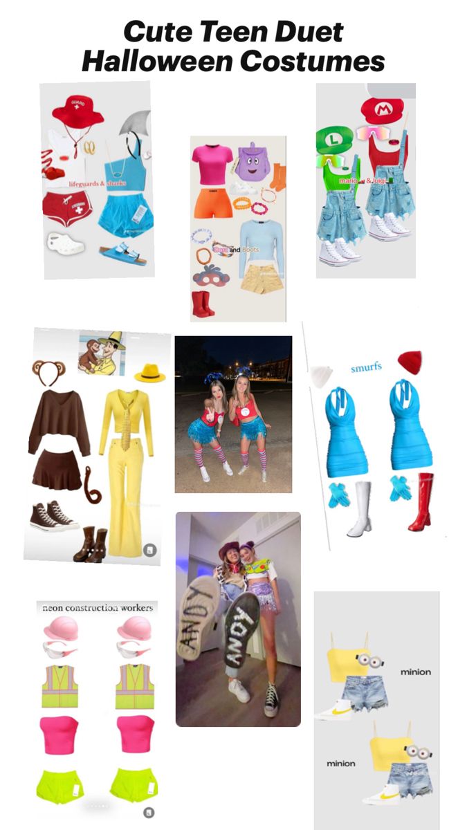 an advertisement for children's halloween costumes, including clothes and shoes with cartoon characters on them