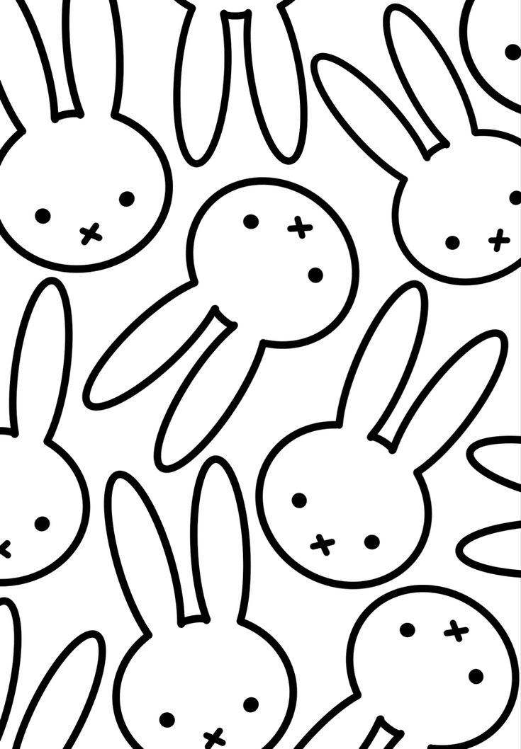 an image of rabbits with faces drawn in black and white