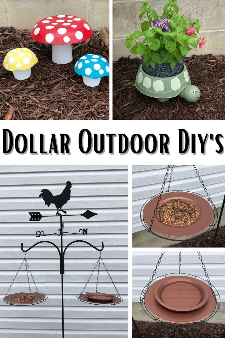 four different pictures with the words dollar outdoor diy's on them and in front of