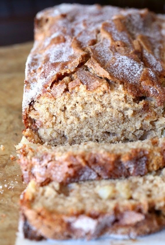 two slices of banana bread on a cutting board