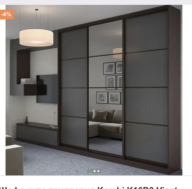 an image of a living room with sliding doors in the middle and pictures on the wall