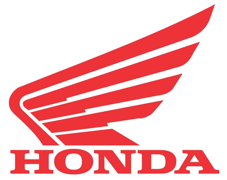 the honda logo is shown in red and white, with an eagle on it's side