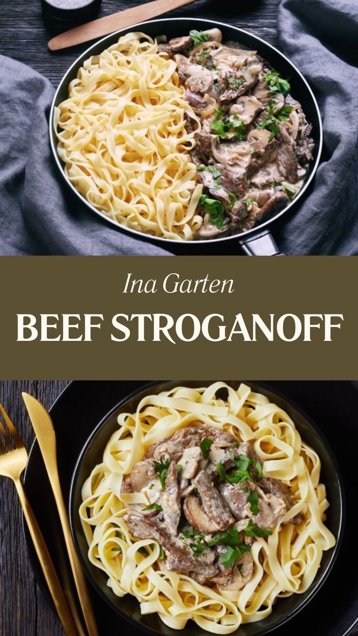 Ina Garten Beef Stroganoff Beef Stroganoff Ina Garten, Ina Garten Beef Stroganoff, Steak Stroganoff, Barefoot Contessa Recipes, White Button Mushrooms, Beef Strips, Stroganoff Recipe, Button Mushrooms, Shiitake Mushrooms