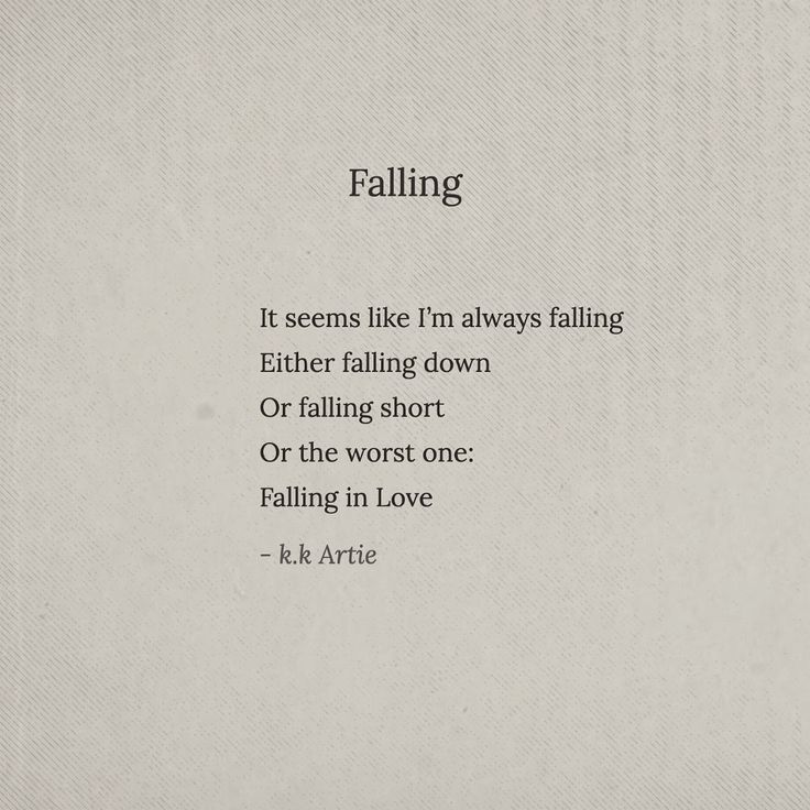 a poem written in black and white on a piece of paper with the words falling