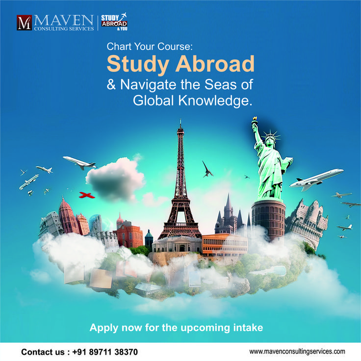 an advertisement for the study abroad and navigate the seas of global knowledge, apply now for the upcoming intake