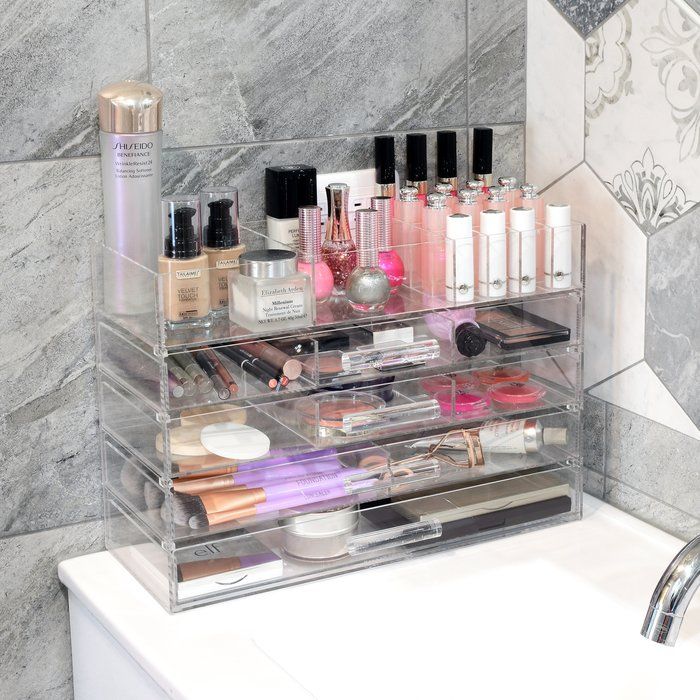 Muji Makeup Storage, Rangement Makeup, Makeup Drawer Organization, Makeup Storage Organization, Diy Bathroom Storage, Beauty Organization, Smink Inspiration, Organizing Hacks, Bathroom Counter