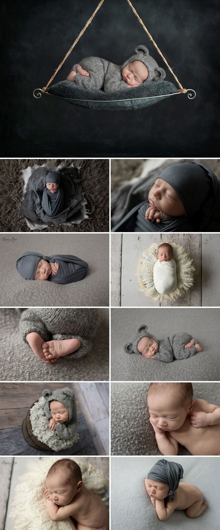 a collage of photos with babys sleeping in them