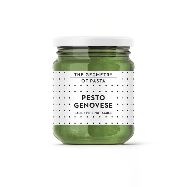 a jar of pesto genovee with the label on it's lid