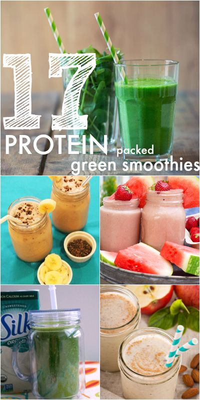 the collage shows different types of smoothies