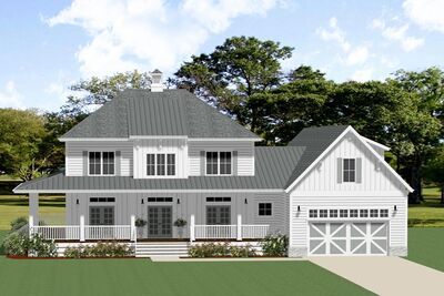 this is an artist's rendering of a two - story house in the country