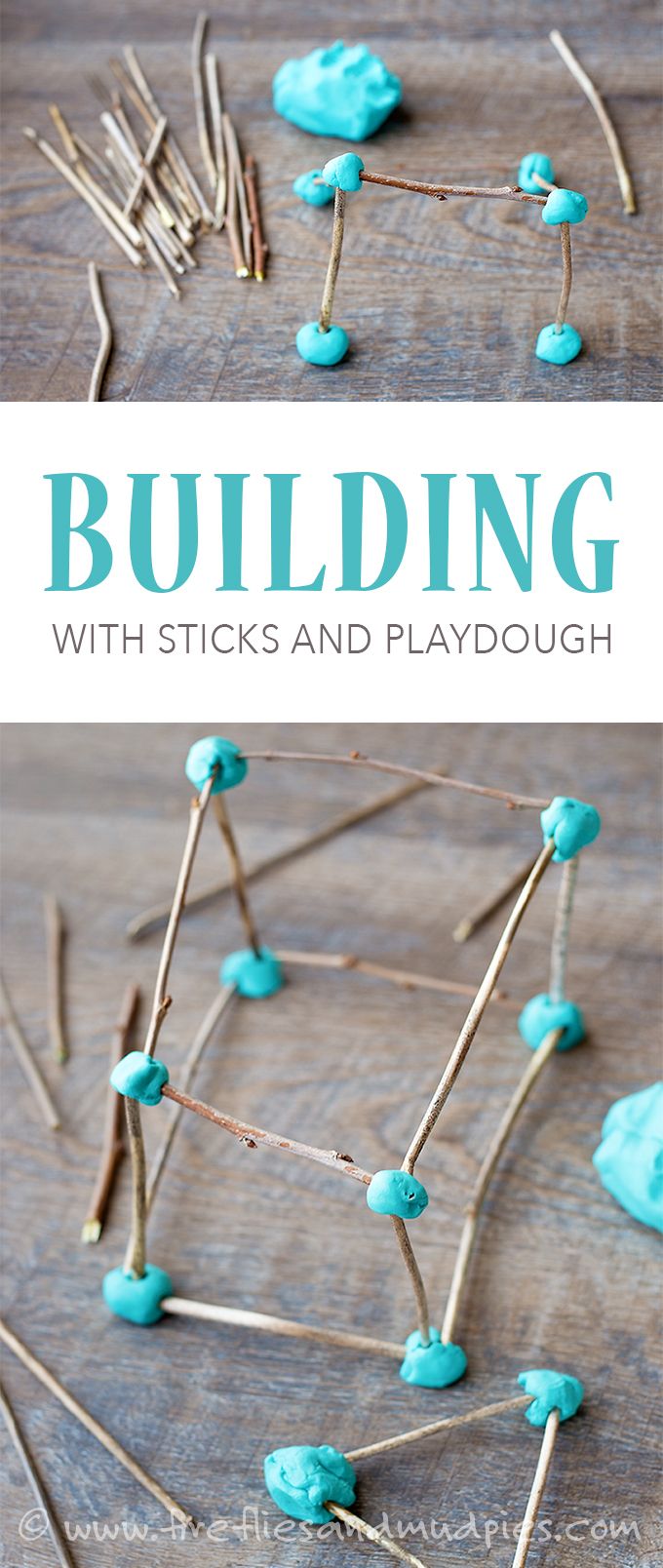 building with sticks and playdough is an easy activity for toddlers to do