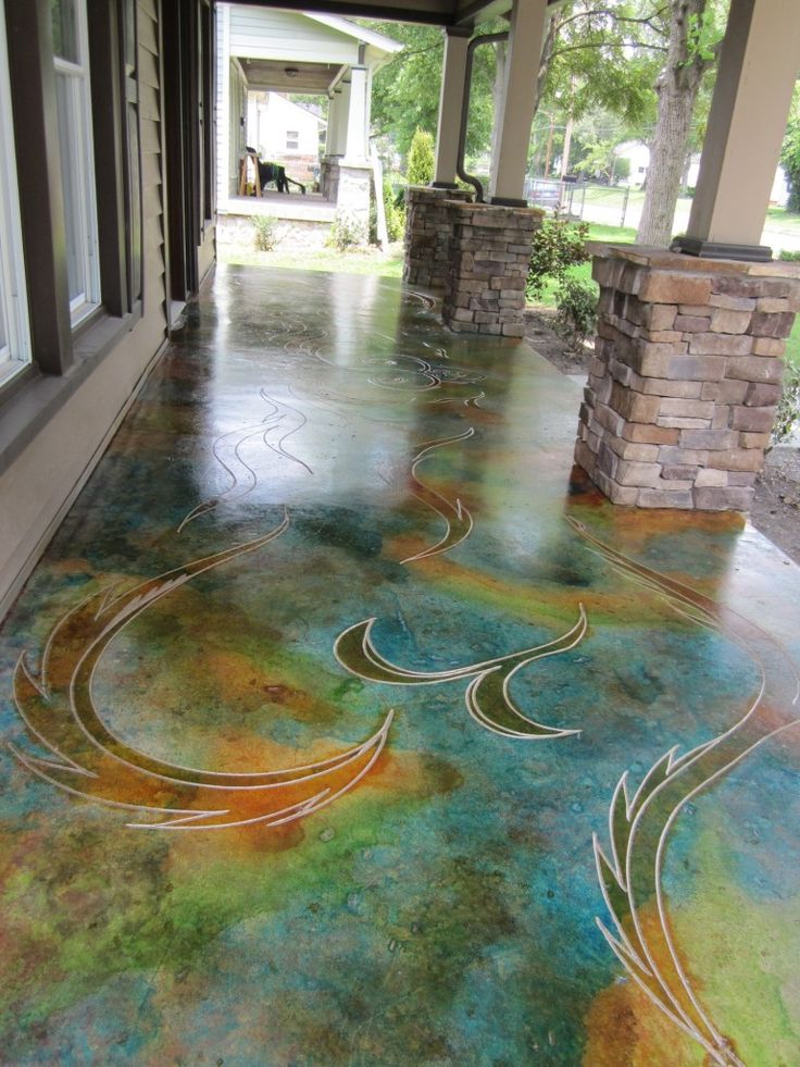 an outdoor walkway painted with colorful paint