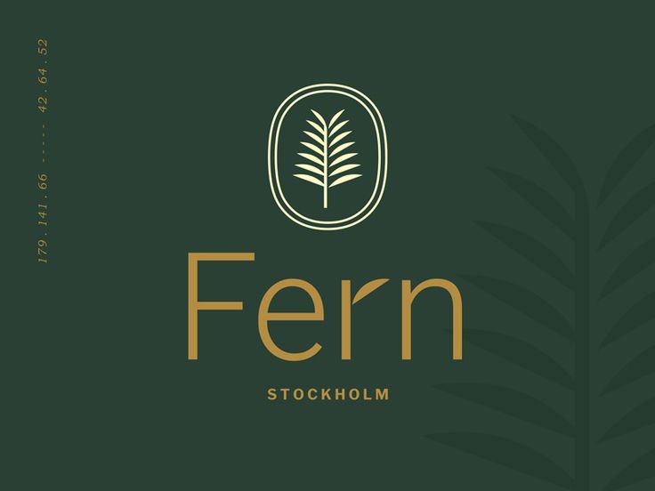 the fern logo is shown on a dark green background with gold lettering and an image of a leaf