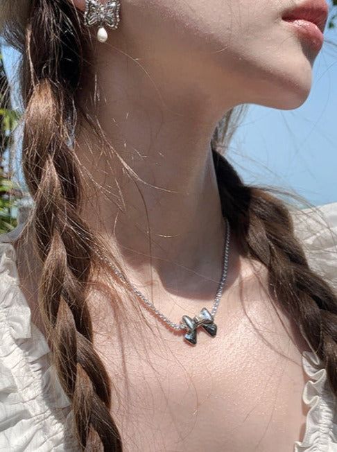 ❤︎ ribbon silver necklace❤︎ Butterfly Necklace, Necklace Designs, Silver Necklaces, Freshwater Pearls, Silver Necklace, Birthday Gifts, Ribbon, Chain, Silver