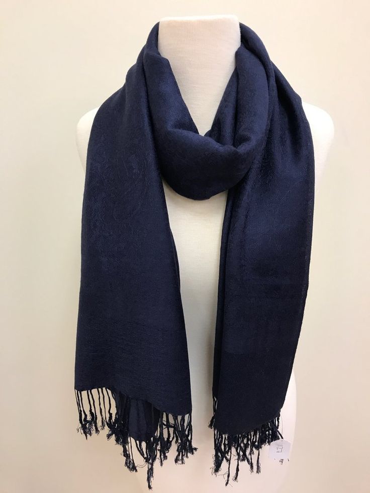 Pashmina Scarf - Navy Blue Patterned Scarf – Accessories Boutique Elegant Blue Scarf For Winter, Elegant Blue Scarves For Fall, Elegant Blue Shawl For Fall, Elegant Blue Winter Scarf, Elegant Blue Fall Shawl, Elegant Blue Pashmina Shawl, Blue Pashmina Shawl For Winter, Blue Pashmina Silk Shawl, Elegant Blue Pashmina Shawl For Winter