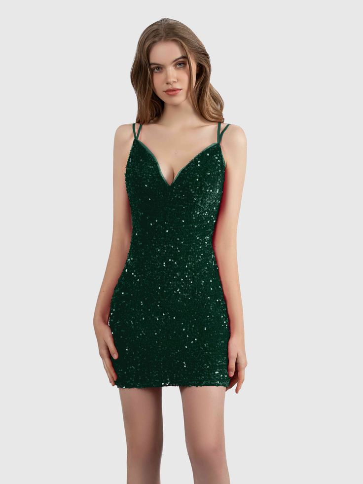 #color_Emerald Green Sequin Homecoming Dress, Stretch Satin Dress, Burnt Orange Dress, Sequin Party, Sequin Party Dress, Dress Dusty, Lilac Dress, Mom Dress, Stretch Velvet