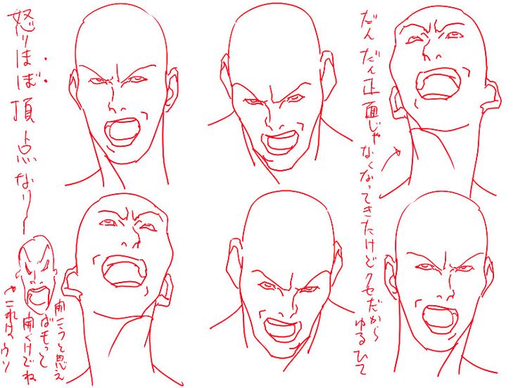 an anime character's face with different expressions