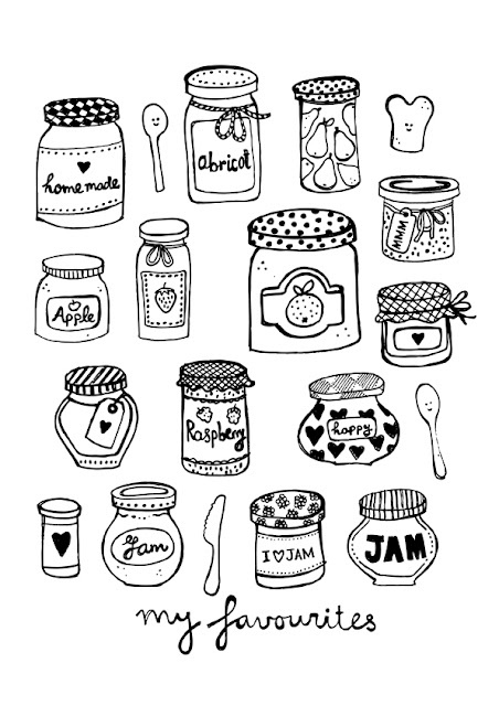 hand drawn jars and spoons with the words my jamunities written on them