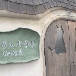 a sign on the side of a building that says cat cafe in english and chinese